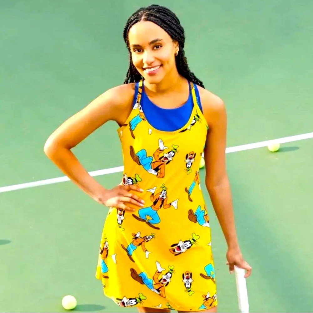 🏰RARE💛NWT🔥RARE🧨OUTDOOR VOICES DISNEY GOOFY ATHLETIC DRESS SHORTS BRA